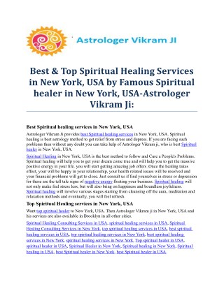 Best & Famous Spiritual healing services in New York,USA