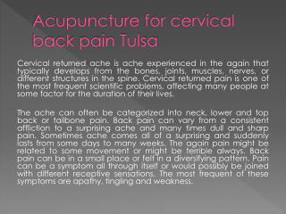 Acupuncture for cervical back pain Tulsa