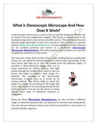 What Is Stereoscopic Microscope And How Does It Work?