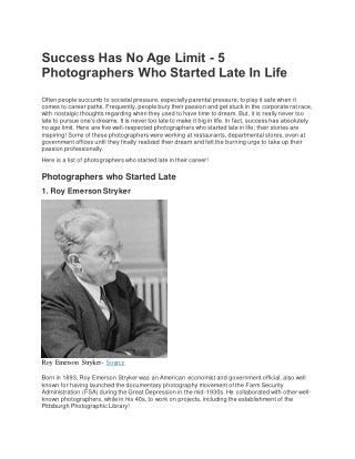 Success Has No Age Limit - 5 Photographers Who Started Late In Life