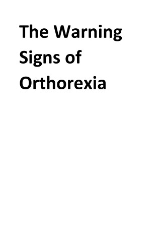 What are The Warning Signs of Orthorexia