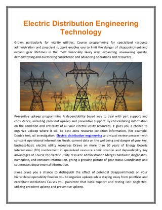 Electric Distribution Engineering Technology