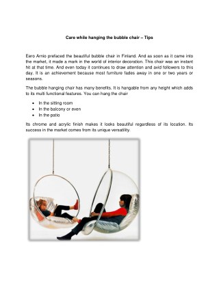 Care while hanging the bubble chair – Tips