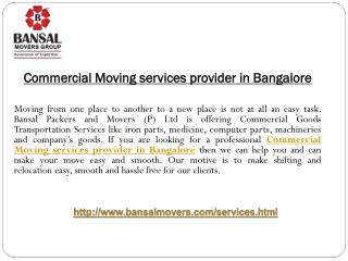 Commercial Moving services provider in Bangalore