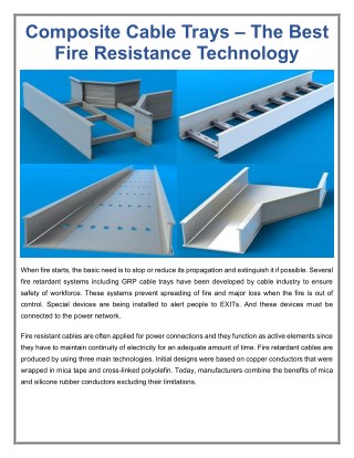 Composite Cable Trays – The Best Fire Resistance Technology