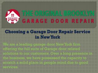 Choosing a Garage Door Repair Service in New York