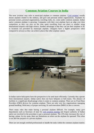 Common Aviation Courses in India