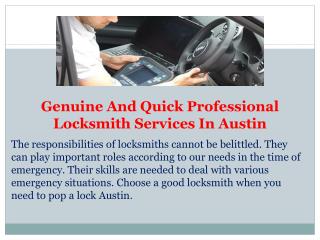 Genuine And Quick Professional Locksmith Services In Austin