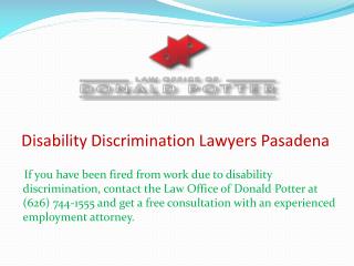 Disability Discrimination Lawyers Pasadena