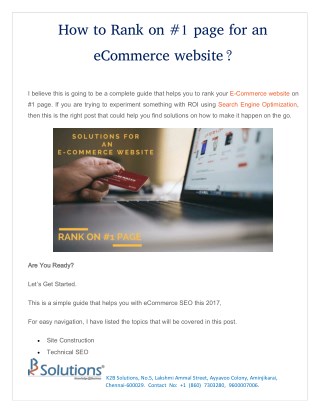 How to Rank on #1 page for an e-commerce website?