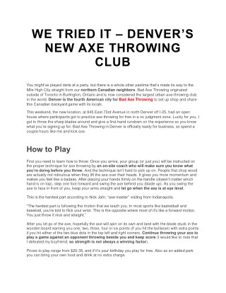 WE TRIED IT – DENVER’S NEW AXE THROWING CLUB