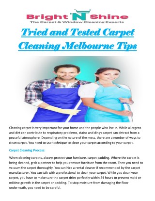 Tried and Tested Carpet Cleaning Melbourne Tips