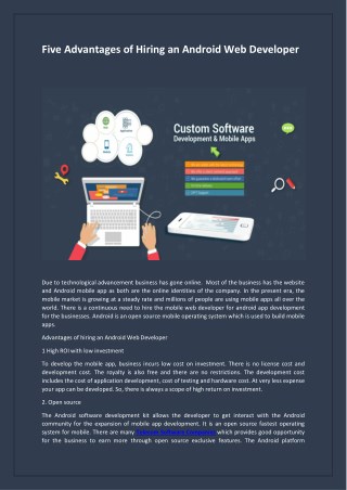 Five Advantages of Hiring an Android Web Developer