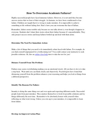 How To Overcome Academic Failures?