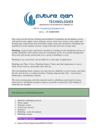 Plumbing Designing training in hyderabad