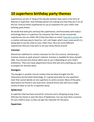 10 superhero birthday party themes