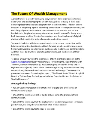 The Future Of Wealth Management
