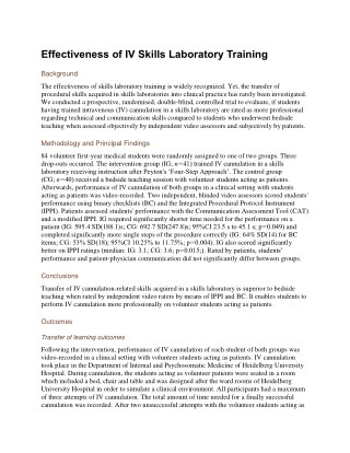 Effectiveness of iv skills laboratory training