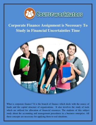 Corporate Finance Assignment is Necessary To Study in Financial Uncertainties Time