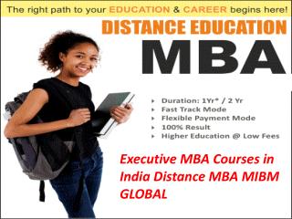 Executive MBA Courses in India Distance MBA