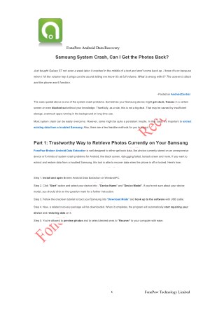 Samsung System Crash, Can I Get the Photos Back?