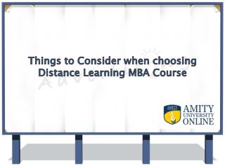 Things to Consider when choosing Distance Learning MBA Course