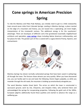 Cone springs in American Precision Spring