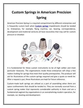 Custom Springs in American Precision Spring