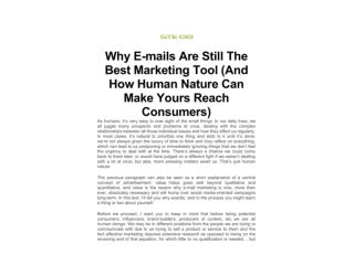 Why E-mails Are Still The Best Marketing Tool (And How Human Nature Can Make Yours Reach Consumers)