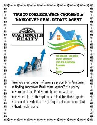 Tips To Consider When Choosing A Vancouver Real Estate Agent