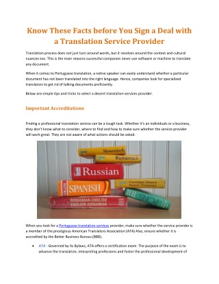 Know These Facts before You Sign a Deal with a Translation Service Provider