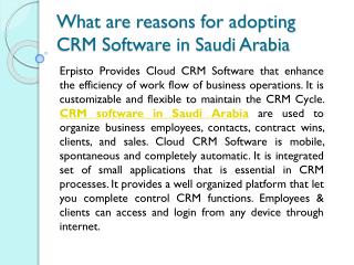 What are reasons for adopting CRM Software in Saudi Arabia?
