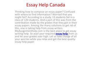 Essay help Online Writing Service in Canada