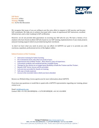Online SAP Basis Training in Pune