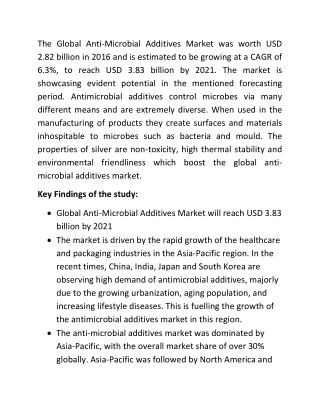 Anti-Microbial Additives Market will reach USD 3.83 billion by 2021