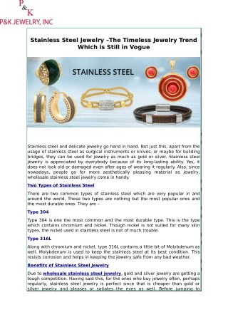 Stainless Steel Jewelry –The Timeless Jewelry Trend Which is Still in Vogue