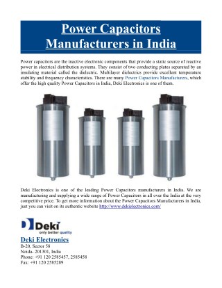 Power Capacitors Manufacturers in India