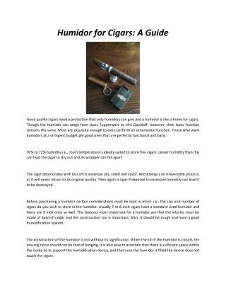 Humidor for Cigars - A Guide