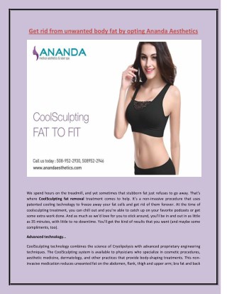 Get rid from unwanted body fat by opting Ananda Aesthetics