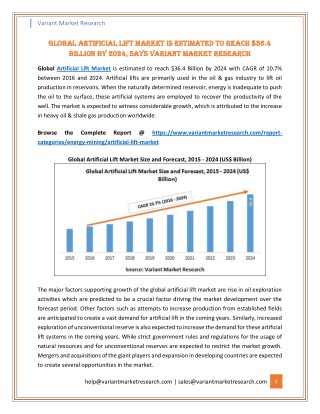 Global Artificial Lift Market is Estimated to Reach $36.4 Billion By 2024, Says Variant Market Research