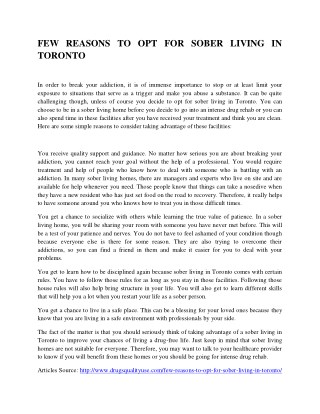 Few reasons to opt for sober living in toronto