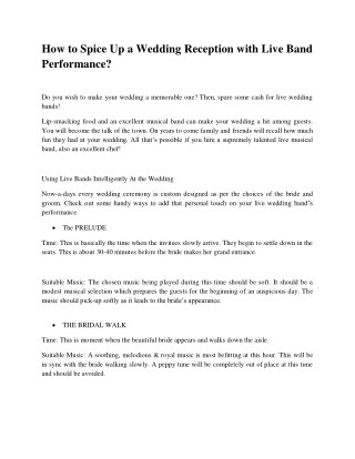 How to Spice Up a Wedding Reception with Live Band Performance