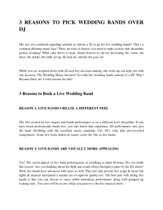 3 reasons to pick wedding bands over dj