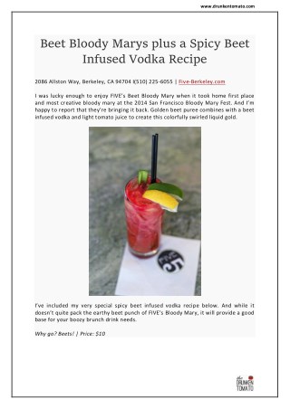 Spicy Bloody Mary Recipe: The Drunken Tomato