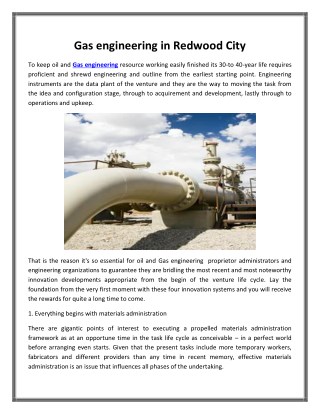 Gas engineering in Redwood City