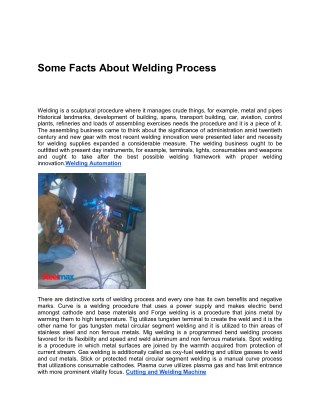 Some Facts About Welding Process