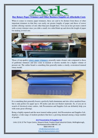 Buy Rotary Paper Trimmer and Other Business Supplies at Affordable Costs