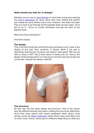 What should you look for in thongs?