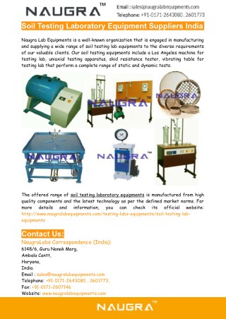 Soil Testing Laboratory Equipment Suppliers From India