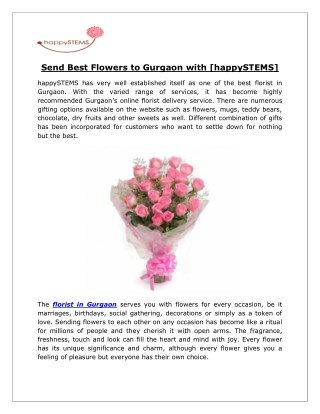 Send Best Flowers to Gurgaon with [happySTEMS]